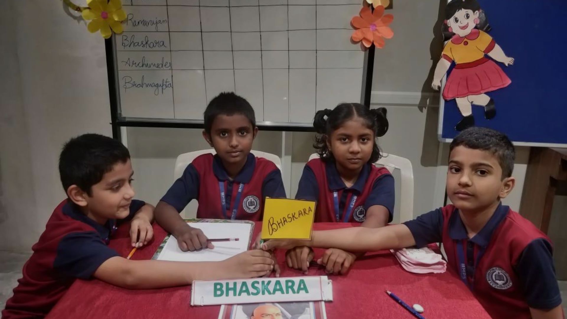 Happy children playing in a bright, colorful classroom with sunlight streaming in through large windows